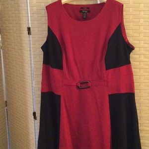 Red and black knit dress